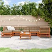 vidaXL Trädgård loungemöbler 8 pcs Vaxad brun Massiv furu
