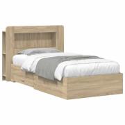 vidaXL Sängram med förvaring Sonoma-ek 90 x 190 cm Konstruerat trä