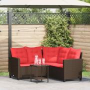 vidaXL Utomhussoffset med kudde 2 pcs Brun och Röd konstrotting