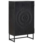 vidaXL Skåp Svart 55 x 30 x 95 cm Massivt mangoträ och konstruerat trä