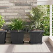 vidaXL Fyrkantig Blomkruka 24 pcs Svart 25,5 x 25,5 x 2,5 cm Plast