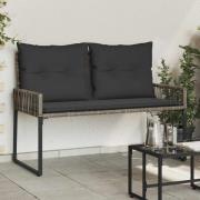 vidaXL Utomhusbänk med kudde 4 pcs Grå och mörkgrå konstrotting