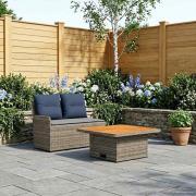 vidaXL Trädgårdsarmsoffa med lyftbord 2 Stycke Grå och Marinblå