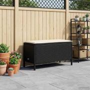 vidaXL Trädgårdspall Svart och kräm 80 x 38 x 45 cm PE Rattan