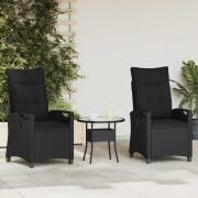 vidaXL Trädgård Stol 2 pcs Svart 56 x 64 x 94 cm Stål och Polyester