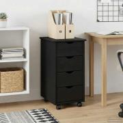 vidaXL Rullande skåp med hjul Svart 34 x 39 x 65,5 cm Massiv furu