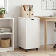 vidaXL Rullande skåp med hjul Vit 34 x 39 x 65,5 cm Massiv furu