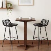 vidaXL Barpall 2 pcs Svart 44 x 46 x 91 cm Rattan och Stål