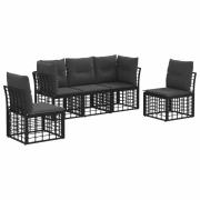 vidaXL Utomhussoffset med kudde 5 pcs Svart Polyester