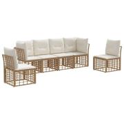 vidaXL Utomhussoffset med kudde 6 pcs Naturlig Polyester