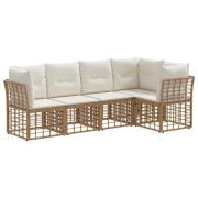 vidaXL Utomhussoffset med kudde 5 pcs Naturlig Polyester