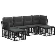 vidaXL Utomhussoffset med kudde 6 pcs Svart Polyester