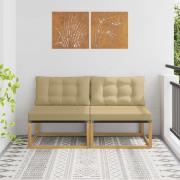 vidaXL Utomhus Mellansoffa Massivt Akaciaträ och Textilene Vit