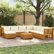 vidaXL Utomhussoffset med kudde 9 Stycke Brun Massivt Akaciaträ