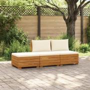 vidaXL Utomhussoffset med kudde 3 Stycke Brun Massivt Akaciaträ