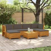 vidaXL Utomhussoffset med kudde 7 Stycke Brun Massivt Akaciaträ