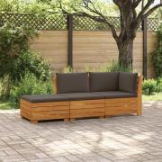 vidaXL Utomhussoffset med kudde 3 Stycke Brun Massivt Akaciaträ