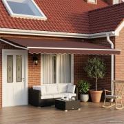 vidaXL Manuell utdragbar markis med LED-lampor Brun och vit 4 x 2 m