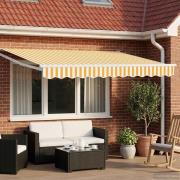 vidaXL Manuell utdragbar markis med LED-lampor Gul och Vit 3 x 2,5 m