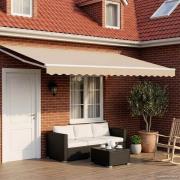 vidaXL Manuell utdragbar markis med LED-lampor Beige och vit 4 × 3 m