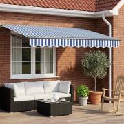 vidaXL Elektrisk Retraktabel Markis Blå och Vit 3 x 2,5 m