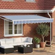 vidaXL Elektrisk Retraktabel Markis Blå och Vit 3,5 x 2 m