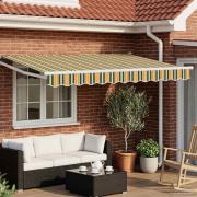 vidaXL Elektrisk Retraktabel Markis Grön, Gul, Vit 3 x 2,5 m