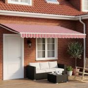 vidaXL Elektrisk Retraktabel Markis Röd och Vit 4 × 3 m