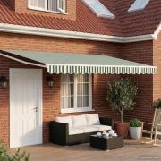 vidaXL Elektrisk Retraktabel Markis Grön och Vit 4,5 × 3 m