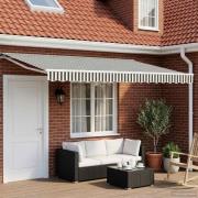 vidaXL Manuell Utdragbar Markis Antracit och vitt 4 × 3,5 m