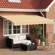 vidaXL Manuell markisram med LED-lampor Gul och Vit 3 x 2,5 m