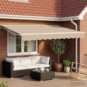 vidaXL Manuell markisram med LED-lampor Beige och vit 3 x 2,5 m