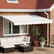 vidaXL Manuell markisram med LED-lampor Vit 3,5 x 2,5 m