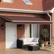 vidaXL Manuell markisram med LED-lampor Brun och vit 4 × 3,5 m