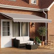 vidaXL Manuell markisram med LED-lampor Ljusgrå och vit. 4 × 3,5 m