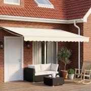 vidaXL Manuell markisram med LED-lampor Grädde och vit 4,5 × 3 m