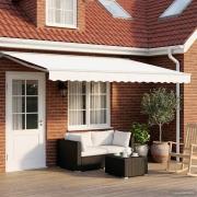 vidaXL Manuell markisram med LED-lampor Vit 4,5 × 3,5 m