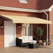 vidaXL Manuell markisram med LED-lampor Gul och Vit 5 × 3,5 m