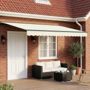 vidaXL Manuell markisram med LED-lampor Kräm och antracit 4 × 3 m