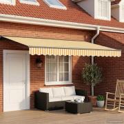 vidaXL Manuell markisram med LED-lampor Gul, Vit, Antracit 4 × 3 m