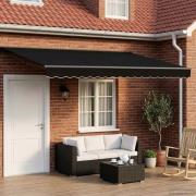 vidaXL Manuell markisram med LED-lampor Svart och Anthracit 4 × 3,5 m