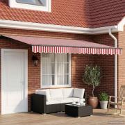 vidaXL Manuell markisram med LED-lampor Röd, Vit, Antracit 4,5 × 3,5 m