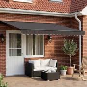 vidaXL Manuell markisram med LED-lampor Antracit 5 x 3 m