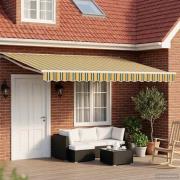 vidaXL Elektrisk Retraktabel Markis Grön och Gul 4 × 3,5 m