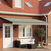 vidaXL Elektrisk Retraktabel Markis Grön, Vit, Antracit 4,5 × 3,5 m