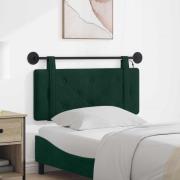 vidaXL Hängande sänggavel Med LED-lampa Mörkgrön Sammet