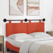 vidaXL Hängande sänggavel Med LED-lampa Röd orange Kordread tyg