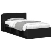 vidaXL Sängram med förvaring Svart 100 x 200 cm Konstruerat trä