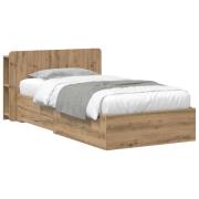 vidaXL Sängram med förvaring Artisan-ek 90 x 190 cm Konstruerat trä