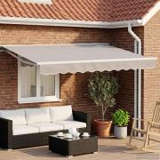 vidaXL Manuell markisram med LED-lampor Vit 3 x 2,5 m Aluminium
